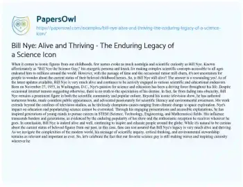 Essay on Bill Nye: Alive and Thriving – the Enduring Legacy of a Science Icon