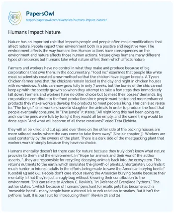 Essay on Humans Impact Nature