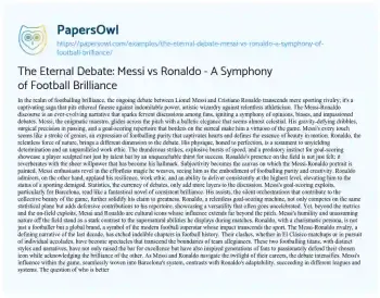 Essay on The Eternal Debate: Messi Vs Ronaldo – a Symphony of Football Brilliance