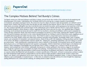 Essay on The Complex Motives Behind Ted Bundy’s Crimes