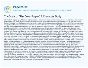 Essay on The Souls of “The Color Purple”: a Character Study