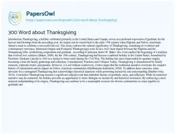 Essay on 300 Word about Thanksgiving