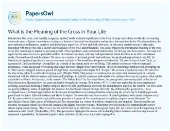 Essay on What is the Meaning of the Cross in your Life