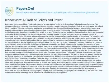 Essay on Iconoclasm: a Clash of Beliefs and Power