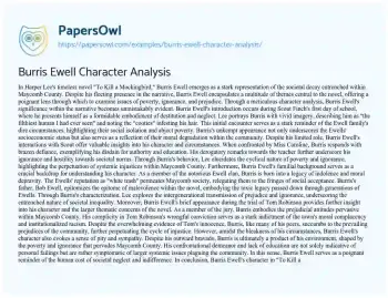 Essay on Burris Ewell Character Analysis