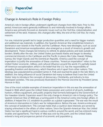 Essay on Change in America’s Role in Foreign Policy