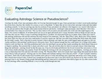 Essay on Evaluating Astrology: Science or Pseudoscience?