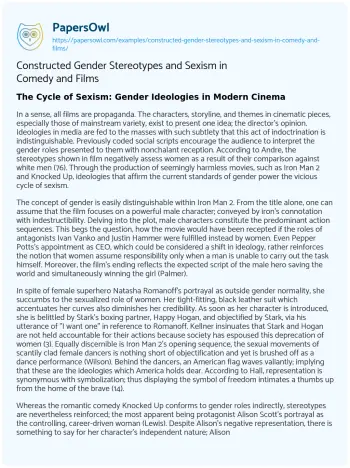 Essay on Constructed Gender Stereotypes and Sexism in Comedy and Films