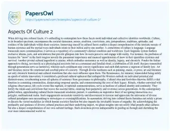 Essay on Aspects of Culture 2