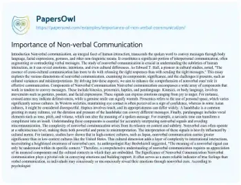 Essay on Importance of Non-verbal Communication