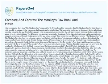 Essay on Compare and Contrast the Monkey’s Paw Book and Movie