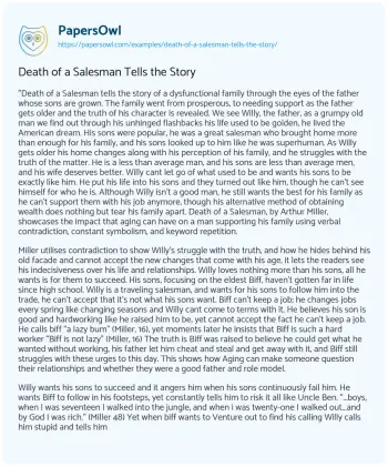 Essay on Death of a Salesman Tells the Story