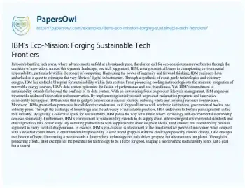 Essay on IBM’s Eco-Mission: Forging Sustainable Tech Frontiers