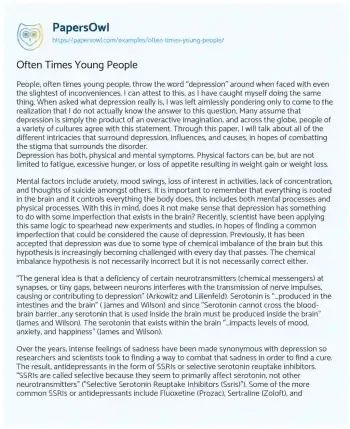 Essay on Often Times Young People