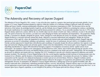 Essay on The Adversity and Recovery of Jaycee Dugard