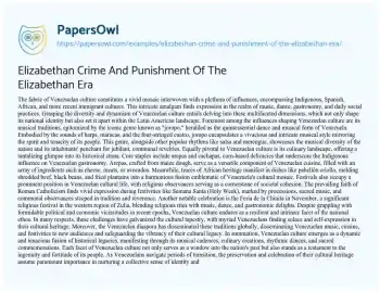 Essay on Elizabethan Crime and Punishment of the Elizabethan Era