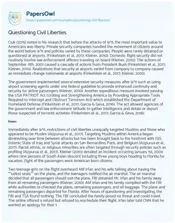 Essay on Questioning Civil Liberties