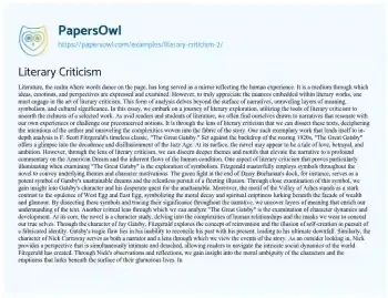 Essay on Literary Criticism