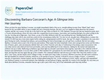 Essay on Discovering Barbara Corcoran’s Age: a Glimpse into her Journey