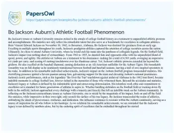 Essay on Bo Jackson: Auburn’s Athletic Football Phenomenon