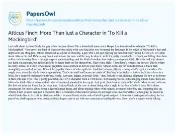 Essay on Atticus Finch: more than Just a Character in ‘To Kill a Mockingbird’