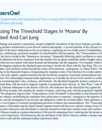 Essay on Of the Crossing the Threshold Stages in ‘Moana’ by Joseph Cambell and Carl Jung