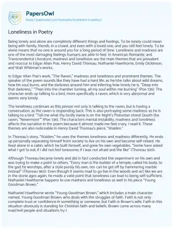 Essay on Loneliness in Poetry