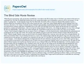 Essay on The Blind Side Movie Review