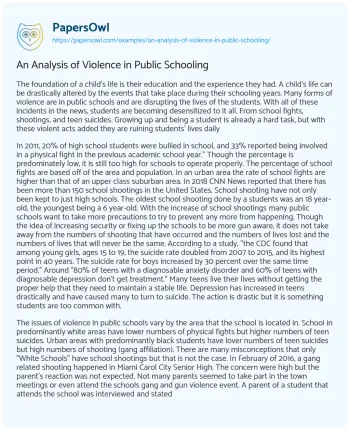 Essay on An Analysis of Violence in Public Schooling