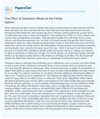 Essay on The Effect of Substance Abuse on the Family System