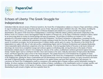 Essay on Echoes of Liberty: the Greek Struggle for Independence