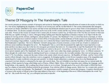 Essay on Theme of Misogyny in the Handmaid’s Tale