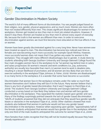 Essay on Gender Discrimination in Modern Society