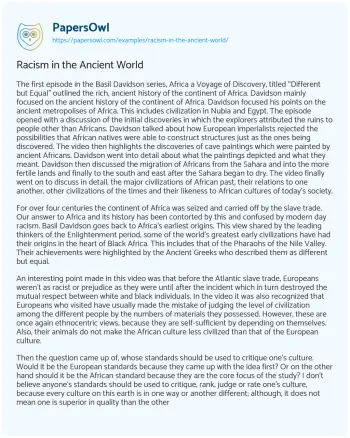 Essay on Racism in the Ancient World