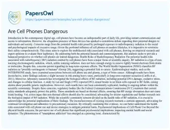 Essay on Are Cell Phones Dangerous