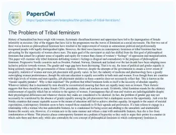 Essay on The Problem of Tribal Feminism