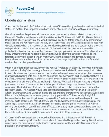 Essay on Globalization Analysis