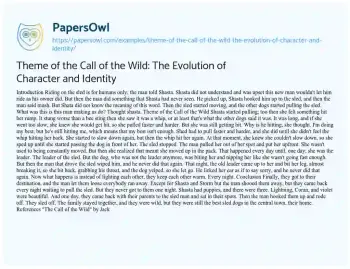 Essay on Theme of the Call of the Wild: the Evolution of Character and Identity