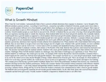 Essay on What is Growth Mindset