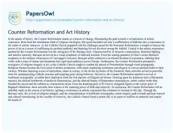 Essay on Counter Reformation and Art History