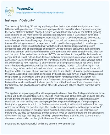 Essay on Instagram “Celebrity”