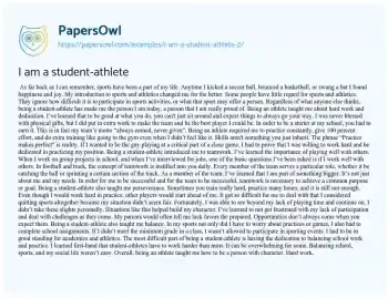 Essay on I am a Student-athlete