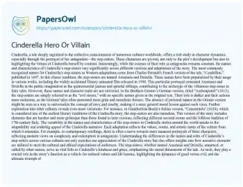 Essay on Cinderella Hero or Villain