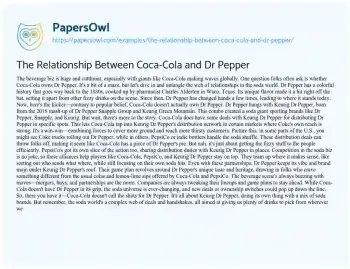 Essay on The Relationship between Coca-Cola and Dr Pepper