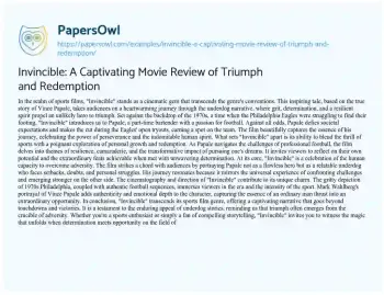 Essay on Invincible: a Captivating Movie Review of Triumph and Redemption