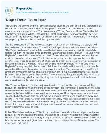 Essay on “Dragos Tenter” Fiction Paper