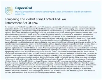 Essay on Comparing the Violent Crime Control and Law Enforcement Act of 1994