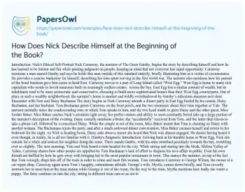 Essay on How does Nick Describe himself at the Beginning of the Book?