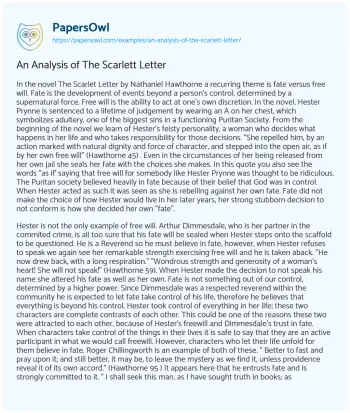 Essay on An Analysis of the Scarlett Letter