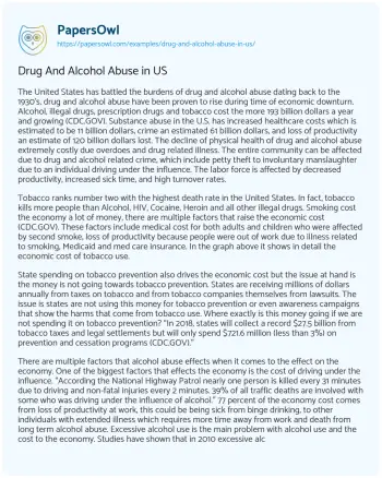 Essay on Drug and Alcohol Abuse in US